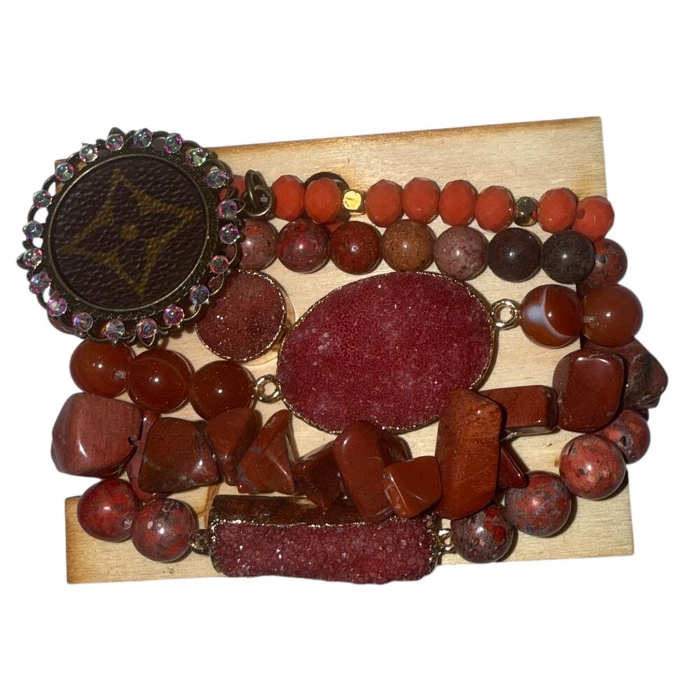 Jaded Gypsy Red Orange Bracelet Set New Upcycled